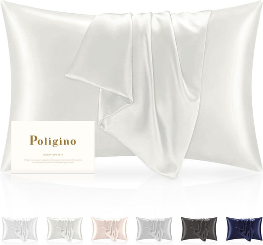 Federa cuscino pura seta 22 momme Beige - vista frontale - Poligino