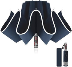 Ombrello Pieghevole Antivento Compatto - Blu Scuro
