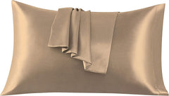Federe per Cuscino in Raso Set 2 Pezzi - Marrone Chiaro