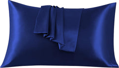 Federe per Cuscino in Raso Set 2 Pezzi - Blu Scuro