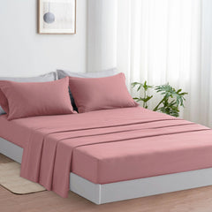 Completo Lenzuola in Microfibra 3 Pezzi - Rosa Scuro