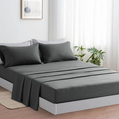 Completo Lenzuola in Microfibra 3 Pezzi - Grigio Scuro
