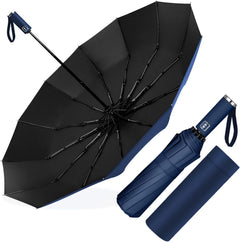 Ombrello Pieghevole Antivento Compatto - Blu Navy