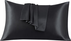 Federe per Cuscino in Raso Set 2 Pezzi - Nero