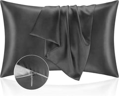 Federe per Cuscino in Raso con Zip - Grigio Scuro