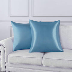 Federe per Cuscino in Raso Set 2 Pezzi - Azzurro