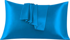 Federe per Cuscino in Raso Set 2 Pezzi - Blu Marino