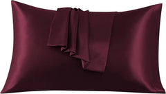Federe per Cuscino in Raso Set 2 Pezzi - Bordeaux