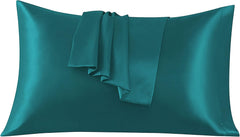 Federe per Cuscino in Raso Set 2 Pezzi - Verde Acqua