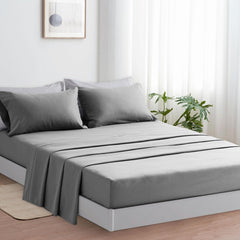 Completo Lenzuola in Microfibra 3 Pezzi - Grigio Chiaro