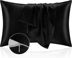 Federe per Cuscino in Raso con Zip - Nero