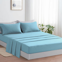 Completo Lenzuola in Microfibra 3 Pezzi - Azzurro