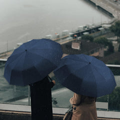 Ombrello Pieghevole Antivento Compatto - Blu Grigio