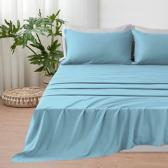 Completo Lenzuola in Microfibra 3 Pezzi - Azzurro