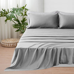Completo Lenzuola in Microfibra 3 Pezzi - Grigio Chiaro