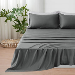Completo Lenzuola in Microfibra 3 Pezzi - Grigio Scuro