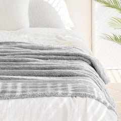 Coperta Plaid Morbida per Letto e Divano - Grigio Chiaro