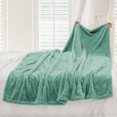Coperta Plaid Morbida per Letto e Divano - Verde Acqua
