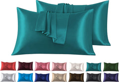 Federe per Cuscino in Raso Set 2 Pezzi - Verde Acqua
