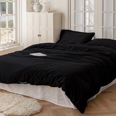 Set Copripiumino in Cotone con Federa - Nero