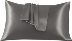 Federe per Cuscino in Raso Set 2 Pezzi - Grigio Chiaro