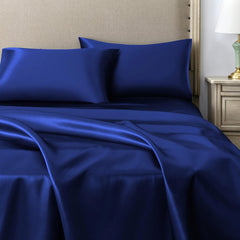 Federe per Cuscino in Raso Set 2 Pezzi - Blu Scuro