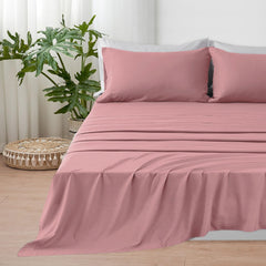 Completo Lenzuola in Microfibra 3 Pezzi - Rosa Scuro