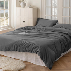 Set Copripiumino in Cotone con Federa - Grigio Chiaro