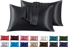 Federe per Cuscino in Raso Set 2 Pezzi - Nero
