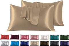 Federe per Cuscino in Raso Set 2 Pezzi - Marrone Chiaro