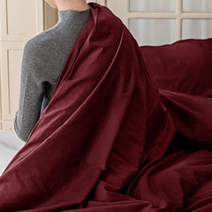 Set Copripiumino in Cotone con Federa - Bordeaux
