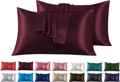 Federe per Cuscino in Raso Set 2 Pezzi - Bordeaux