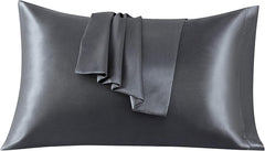 Federe per Cuscino in Raso Set 2 Pezzi - Grigio Scuro