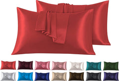 Federe per Cuscino in Raso Set 2 Pezzi - Rosso