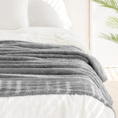 Coperta Plaid Morbida per Letto e Divano - Grigio Scuro