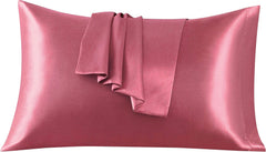 Federe per Cuscino in Raso Set 2 Pezzi - Rosa Scuro