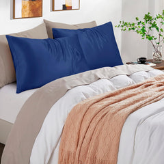 Federe per Cuscino in Raso con Zip - Blu Scuro