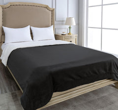 Coperta Plaid in Pile Agnellato - Nero