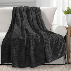 Coperta Plaid Calda per Letto e Divano - Grigio Scuro