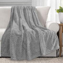 Coperta Plaid Calda per Letto e Divano - Grigio Chiaro