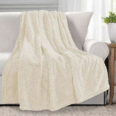 Coperta Plaid Calda per Letto e Divano - Beige