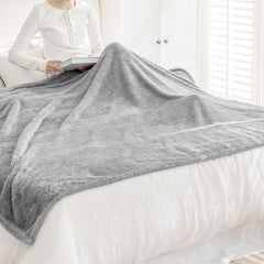 Coperta Plaid Morbida per Letto e Divano - Grigio Chiaro