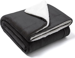 Coperta Plaid in Pile Agnellato - Nero