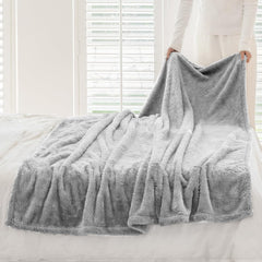 Coperta Plaid Morbida per Letto e Divano - Grigio Chiaro