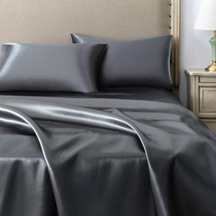 Federe per Cuscino in Raso Set 2 Pezzi - Grigio Scuro