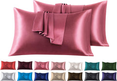 Federe per Cuscino in Raso Set 2 Pezzi - Rosa Scuro