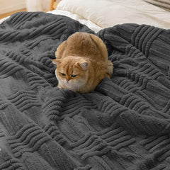 Coperta Plaid in Sherpa per Letto e Divano - Grigio Scuro