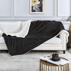 Coperta Plaid in Pile Agnellato - Nero