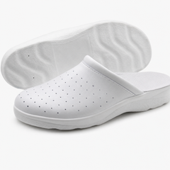 Ciabatte Sanitarie Anatomiche in Pelle - Bianco Uomo / 43 EU