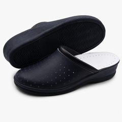 Ciabatte Sanitarie Anatomiche in Pelle - Blu Donna / 41 EU